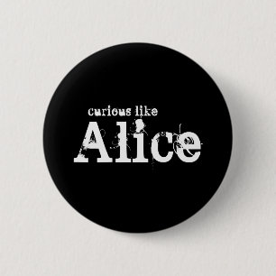 Macaron Rond 5 Cm Curieux comme le bouton noir d'Alice