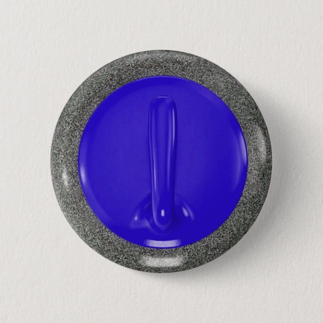 Macaron Rond 5 Cm Curling Stone Blue Sports Fun (Devant)
