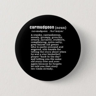 Macaron Rond 5 Cm Curmudgeon (bysketbyll Version) Fun Senior Citizen