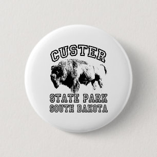 Macaron Rond 5 Cm Custer State Park Dakota du Sud Buffle Nature Rand
