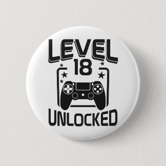 Macaron Rond 5 Cm Custom Age Level 18 Unlocked Birthday Gamer 