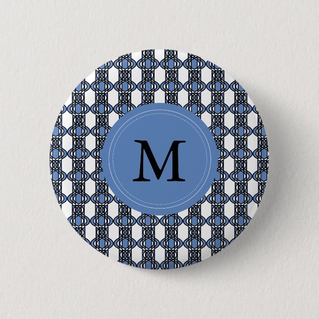 Macaron Rond 5 Cm Custom Blue Abstract (Devant)