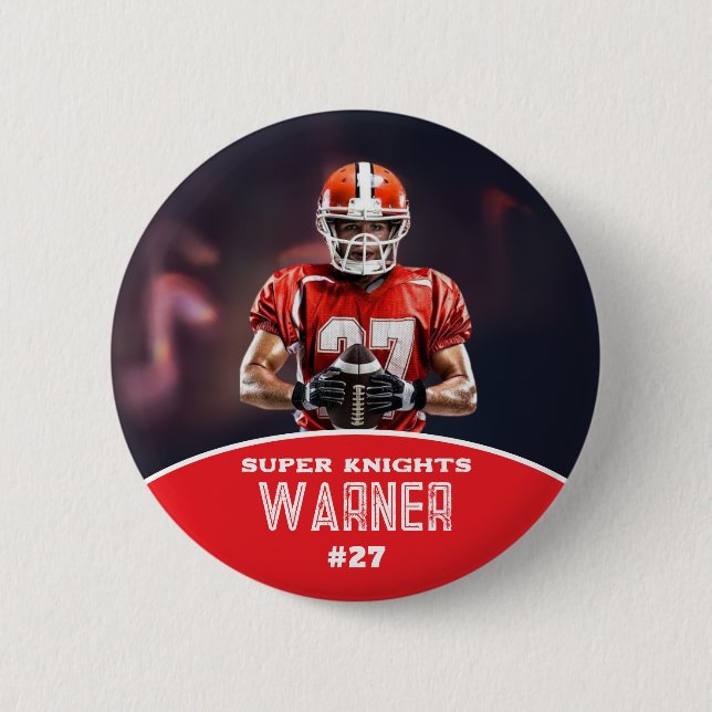 Macaron Rond 5 Cm Custom Football Photo and Name Sports Button (Devant)
