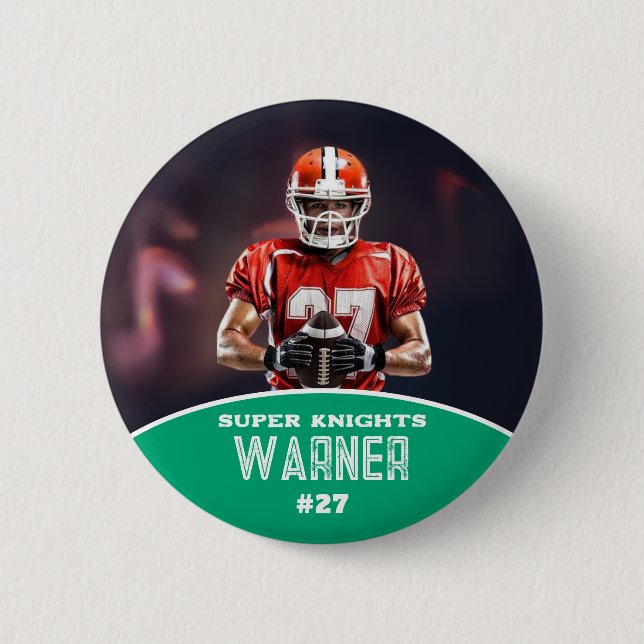Macaron Rond 5 Cm Custom Football Photo and Name Sports Button (Devant)