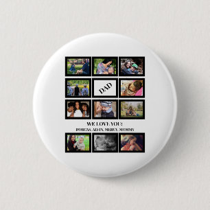 Macaron Rond 5 Cm Custom Modern Papa Fête des pères 11 Photo Collage