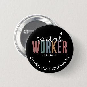 Macaron Rond 5 Cm Custom Name Social Worker graduation Gifts 