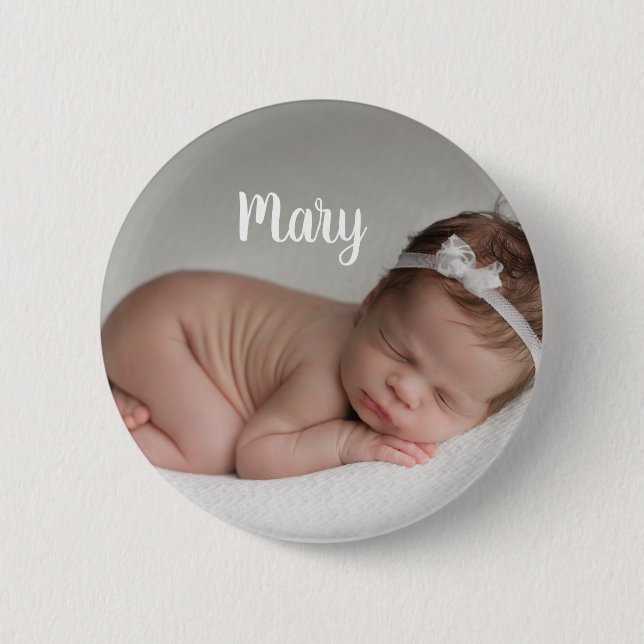 Macaron Rond 5 Cm Custom photo and name button personalized (Devant)
