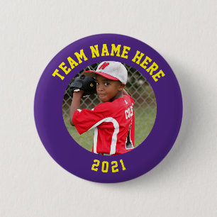 Macaron Rond 5 Cm Custom Photo Sports pin / button with team name