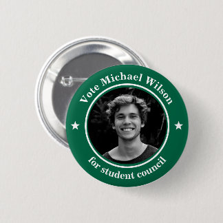 Macaron Rond 5 Cm Custom Photo Student Union Election Dark Green