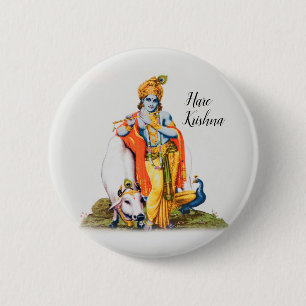 Macaron Rond 5 Cm Custom Simple Lord Krishna avec bouton de vache et