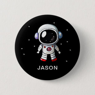 Macaron Rond 5 Cm Cute Astronaut Nom Personnalisé Garçons Épingle