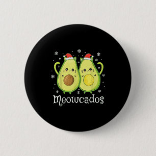 Macaron Rond 5 Cm Cute Avocado Kitten Pun drôle de Noël Alimentation