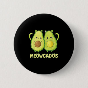 Macaron Rond 5 Cm Cute Avocado Kitten Pun Funny Kawaii Alimentation 