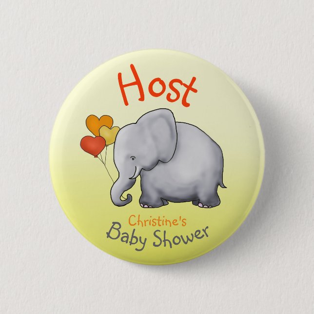 Macaron Rond 5 Cm Cute Balloons Elephant Baby shower hôte (Devant)