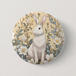 Macaron Rond 5 Cm Cute Blanc Bunny Pastel Jaune Floral