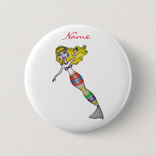 Macaron Rond 5 Cm Cute Blonde Mermaid Thunder_Cove
