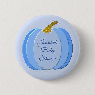 Macaron Rond 5 Cm Cute Blue Baby Boy Citrouille Baby shower personna