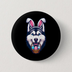Macaron Rond 5 Cm Cute Bunny Oreille Sibérienne Husky Chien OEufs de