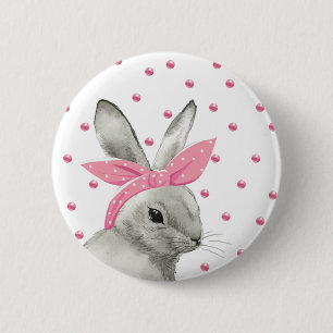 Macaron Rond 5 Cm Cute Bunny Pink Bow design
