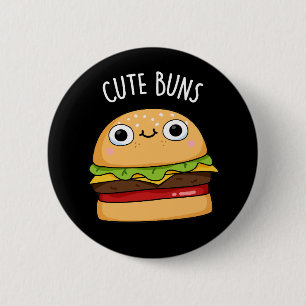 Macaron Rond 5 Cm Cute Buns Funny Burger Pun Dark BG