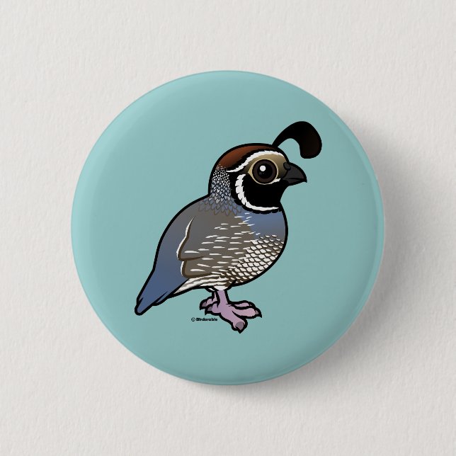 Macaron Rond 5 Cm Cute California Quail (Devant)