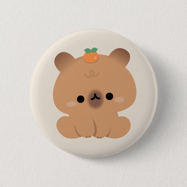 Macaron Rond 5 Cm Cute Capybara (Devant)