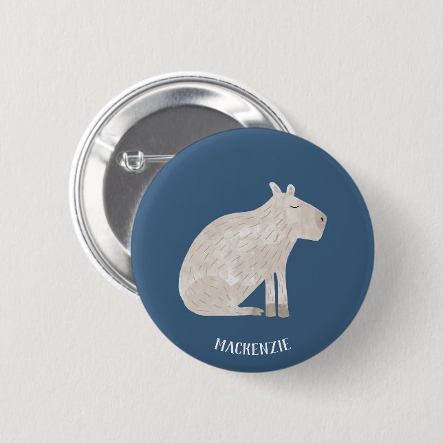 Macaron Rond 5 Cm Cute Capybara Personnalisé (Devant & derrière)