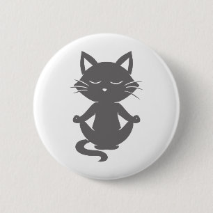 Macaron Rond 5 Cm Cute cat in meditation - Choose background color
