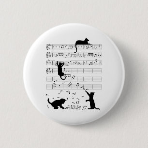 Macaron Rond 5 Cm Cute Cat Kitty Playing Music Note Clef