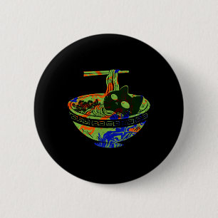 Macaron Rond 5 Cm Cute Cat Ramen Noodle Bowl Nouilles épicées Tie Dy