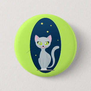 Macaron Rond 5 Cm Cute Cat Starry nuit ciel Dessin sur Couleur perso