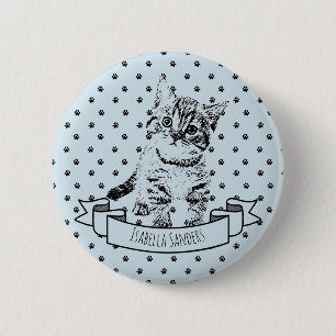 Macaron Rond 5 Cm Cute chat chaton   empreinte de patte tout-en-un s