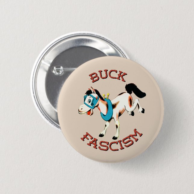Macaron Rond 5 Cm Cute Cheval Rétro - Fascisme Buck (Devant & derrière)