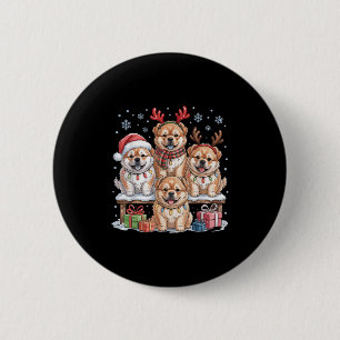 Macaron Rond 5 Cm Cute Chow Chow Chiots de Noël Amoureux de les chie