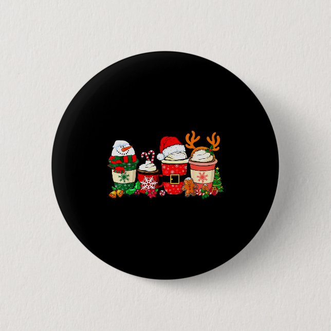 Macaron Rond 5 Cm Cute Christmas Coffee Shirt Snowman Deer Santa Cof (Devant)