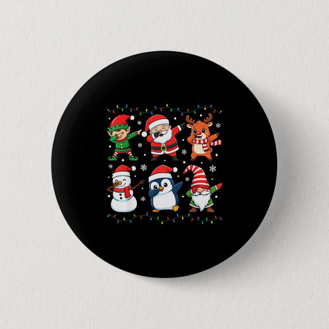 Macaron Rond 5 Cm Cute Christmas Dabbing Santa Elf Reindeer Boys Gir (Devant)