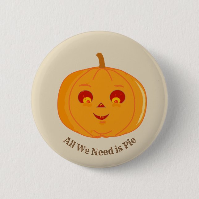 Macaron Rond 5 Cm Cute Citrouille Halloween (Devant)