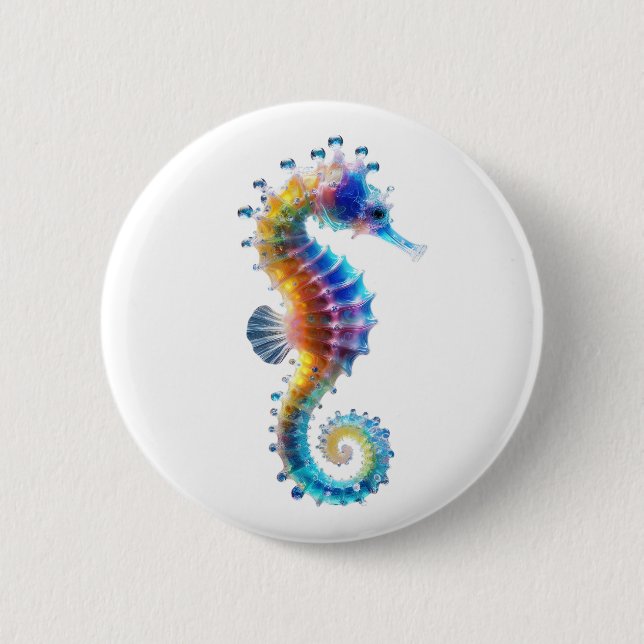 Macaron Rond 5 Cm Cute Colorful Seahorses (Devant)
