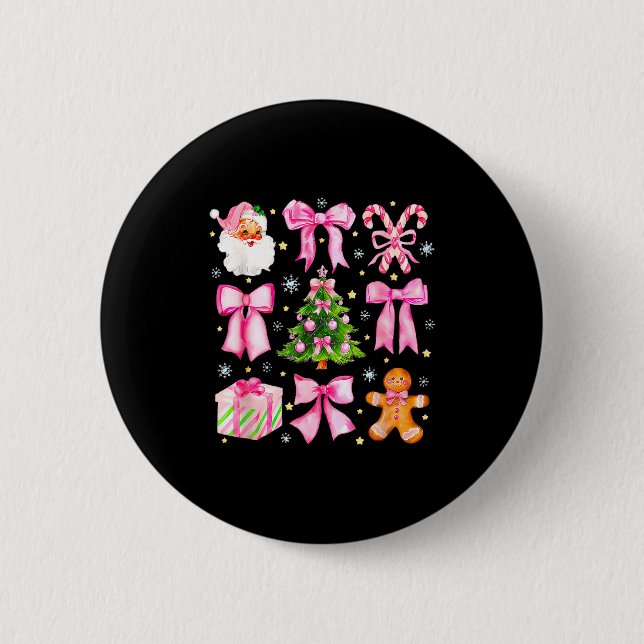 Macaron Rond 5 Cm Cute Coquette Bow Nk Christmas Tree Santa Gingerbr (Devant)