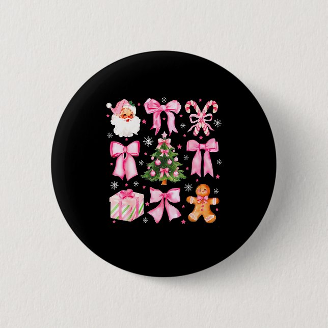 Macaron Rond 5 Cm Cute Coquette Bow Nk Christmas Tree Santa Gingerbr (Devant)