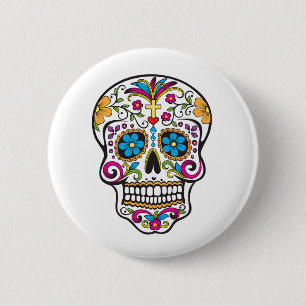 Macaron Rond 5 Cm Cute crâne de sucre Joyeux Jour des Morts
