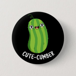 Macaron Rond 5 Cm Cute-cumber Funny Concombre Veggie Pun Dark BG