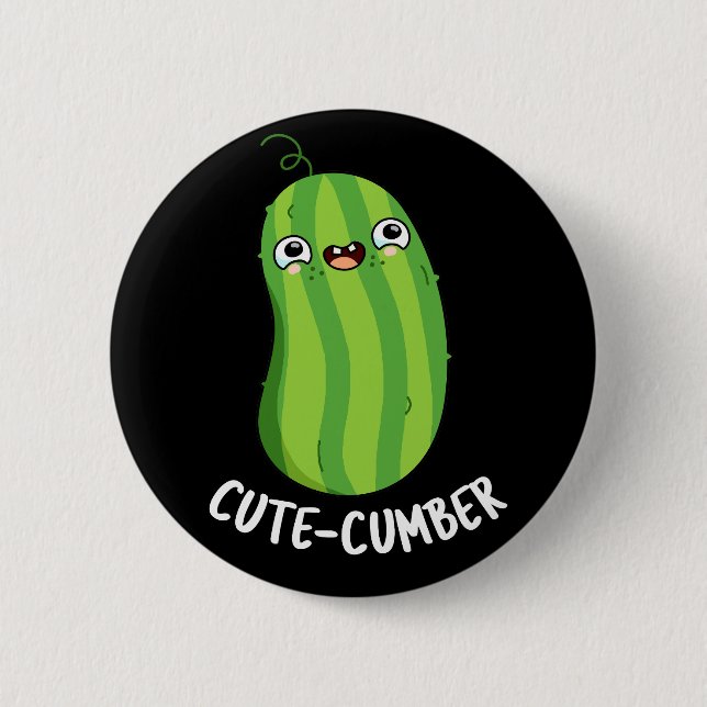 Macaron Rond 5 Cm Cute-cumber Funny Concombre Veggie Pun Dark BG (Devant)