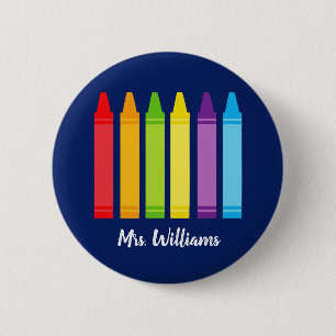 Macaron Rond 5 Cm Cute Custom Kindergarten School Teacher Crayon