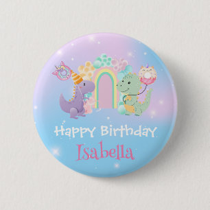 Macaron Rond 5 Cm Cute Dinosaur Unicorn Rainbow ballon Anniversaire 