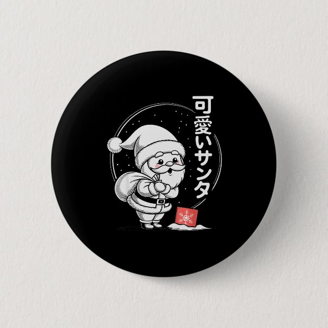 Macaron Rond 5 Cm Cute Dreaming Kawaii Santa Claus  (Devant)