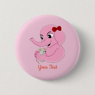 Macaron Rond 5 Cm Cute elephant girl cartoon button