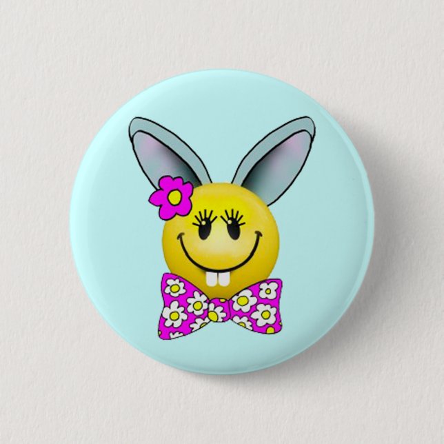 Macaron Rond 5 Cm Cute fille lapin visage épingle (Devant)