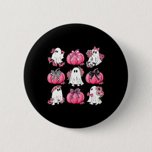 Macaron Rond 5 Cm Cute Fleur Fantôme rose Coquette Bows Citrouille H