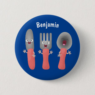 Macaron Rond 5 Cm Cute fourche couteau et cuillère dessin de couvert
